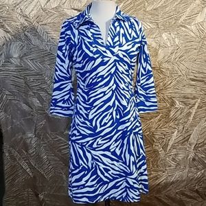 Barbara gerwit blue and white dress